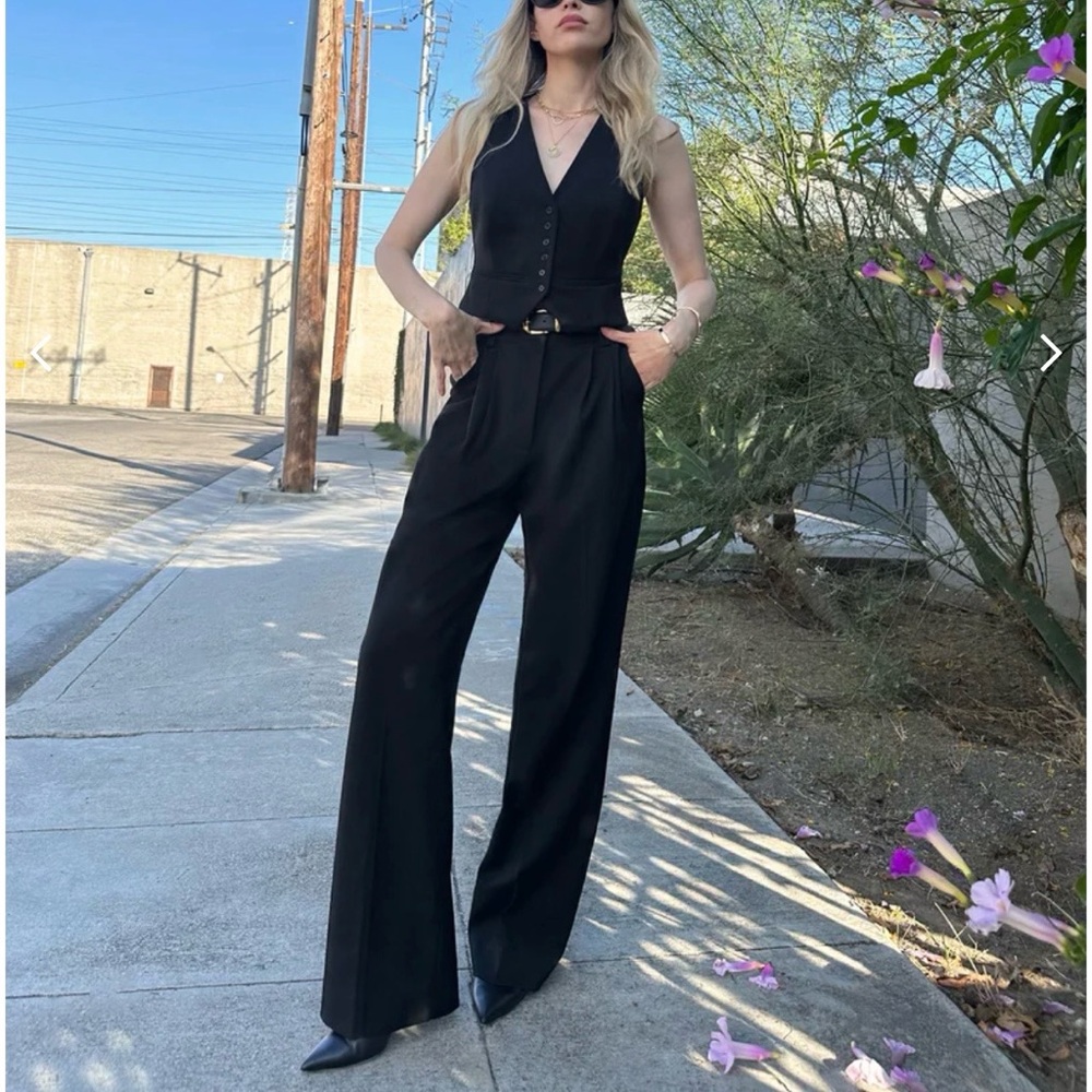 Favorite Daughter Black High-Waist Wide-Leg Trousers